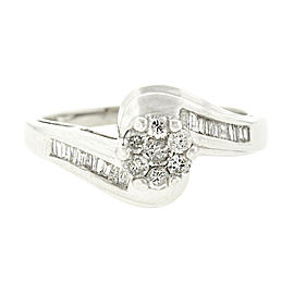 14K White Gold Pave Diamond Flower Ring