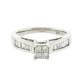 14K White Gold Princess Cut Diamond Engagement Ring
