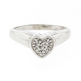14K White Gold and Diamond Heart Shape Ring
