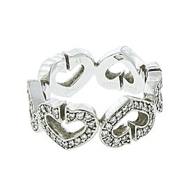 Cartier 18K White Gold and Diamond Heart Ring Size 4.5