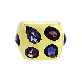 Chanel 18K Yellow Gold Color Stone Baroque Ring