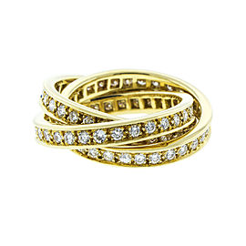 Cartier 18K Yellow Gold and Diamond Trinity Ring Size 4.5