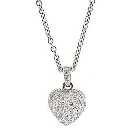 Cartier 18K White Gold Heart Shape Diamond Pendant Necklace