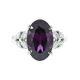 Platinum and Pyrope Garnet Diamond Ring