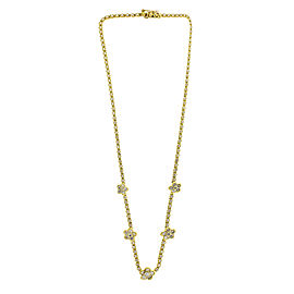 18K Yellow Gold and Diamond Flower Station Necklace
