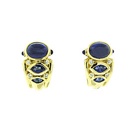 18K Yellow Gold Sapphire and Diamond Earrings