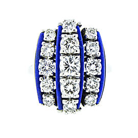 18K White Gold Diamond and Lapis 3 Bar Ring