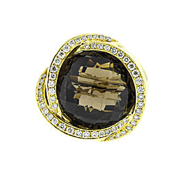 18K Yellow Gold Smokey Topaz and Diamond Cocktail Ring