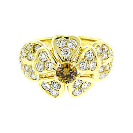 18K Yellow Gold Diamond Flower Ring