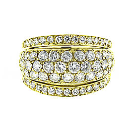 18K Yellow Gold 5 Row Diamond Band Ring