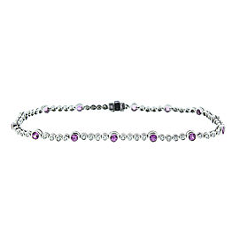 18K White Gold Diamond and Pink Sapphire Tennis Bracelet
