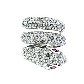18K White Gold Diamond Snake Ring