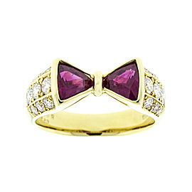 18K Yellow Gold Rubies and Diamond Bow Tie Ring