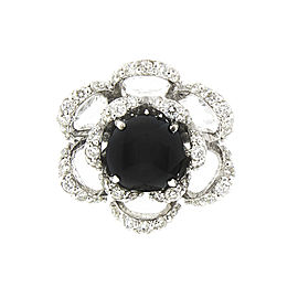 18K White Gold Hematite and Diamond Ring