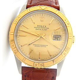 Mens Rolex Two-Tone 18K/SS Datejust Turn-O-Graph Gold Tapestry 16263
