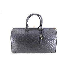 Other Leather Boston Duffle 233159 Black Ostrich Satchel