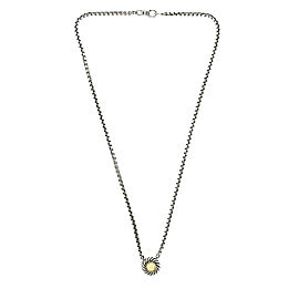 David Yurman Sterling Silver and 18k Yellow Gold Disc Pendant Necklace