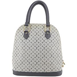 Louis Vuitton Alma Navy Haute 12lk1129 Blue Monogram Mini Lin Canvas Satchel