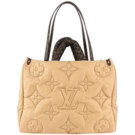 Louis Vuitton Beige Puffer Quilted Pillow Onthego GM 2way Tote Bag 1122lv1