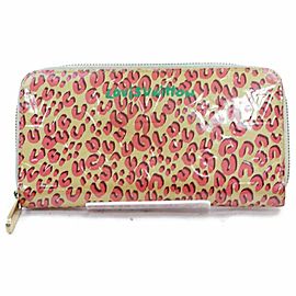 Louis Vuitton Blanc Corail Vernis Stephen Sprouse Leopard Zippy Wallet Long 860956