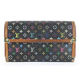 Louis Vuitton Black Monogram Multicolor Sarah Flap Wallet 3lvs17
