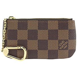 Louis Vuitton Damier Ebene Key Pouch Pochette Cles Keychain Card Coin Case 1130lv23