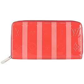 Louis Vuitton Poppy Rayures Monogram Vernis Zippy Wallet 104lv51