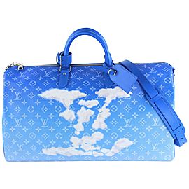 Louis Vuitton Blue Monogram Clouds Keepall Bandouliere 50 Duffle Bag Strap 24LVS1210
