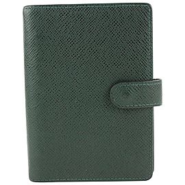 Louis Vuitton Green Taiga Leather Small Ring Agenda PM Diary Cover Book 595lvs615