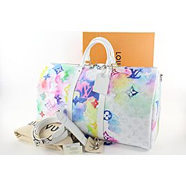 Louis Vuitton Watercolor Monogram Multicolor Keepall Bandouliere 50 Duffle 66lvs423