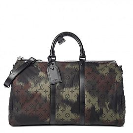 Louis Vuitton Limited Camouflage Monogram Camo Keepall Bandouliere 50 Strap 1122lv55