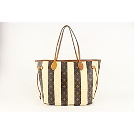 Louis Vuitton Rare Striped Monogram Rayures Neverfull MM Tote 1112lv50