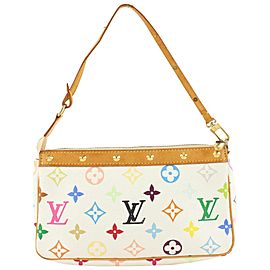 Louis Vuitton Rare White Monogram Multicolor Pochette Accessoires Wristlet 597lvs615