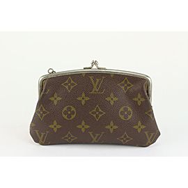 Louis Vuitton Monogram Kisslock Pouch French Twist Purse 123lv37