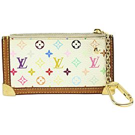 Louis Vuitton White Monogram Multicolor Pochette Cles Key Pouch 9lv1029