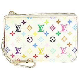 Louis Vuitton White Multicolor Pochette Cles Key Pouch NM 929lv89