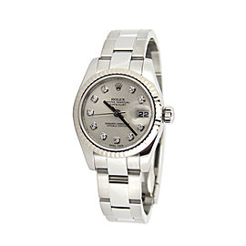 Ladies Rolex Stainless Steel Datejust Silver Diamond 179174