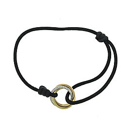 Cartier 18K Trinity One Diamond on Black Cord Bracelet