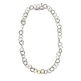 David Yurman 18K Yellow Gold and Sterling Silver Heart Cable Linked Chain Necklace