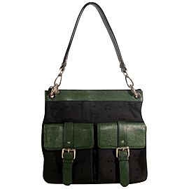 Mcm Bicolor Double Pocket 869334 Black Canvas Shoulder Bag