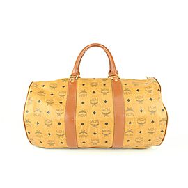 MCM Large Cognac Monogram Visetos Boston Duffle Bag 107m41