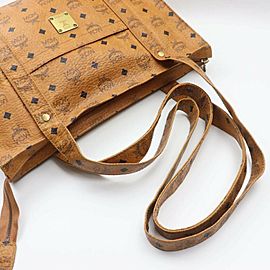 MCM Logo Shopper Monogram Visetos Cognac Shopper 872590 Light Brown Coated Canvas Shoulder Bag