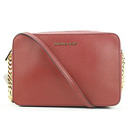 Michael Kors Red Leather Jet Set Travel Crossbody Chain Bag 26mk114