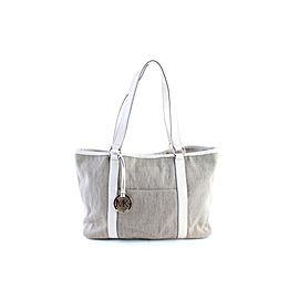 Michael Kors Shopper Tote 5mr0327 Beige X White Canvas Shoulder Bag