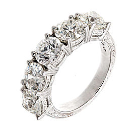 Platinum Diamond Engraved Ring Size 5.75