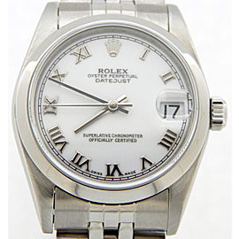 Mid Size Rolex Stainless Steel Datejust White Roman 78240