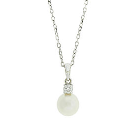 Mikimoto 18K White Gold Akoya Pearl and Diamond Necklace