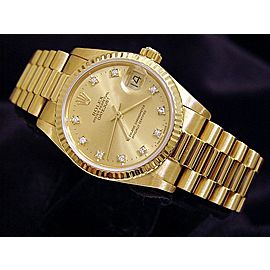 Mid Size Rolex 18K Yellow Gold Datejust President Champagne Diamond 68278