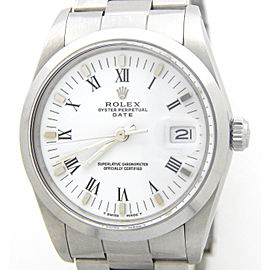 Mens Rolex Stainless Steel Date White Roman 15000