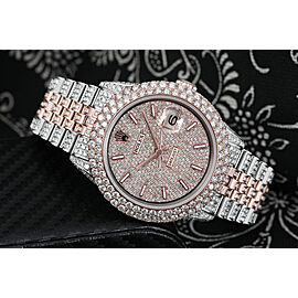 Rolex Datejust Two Tone Rose & Steel 36MM Index Pave Dial Custom Diamond Watch